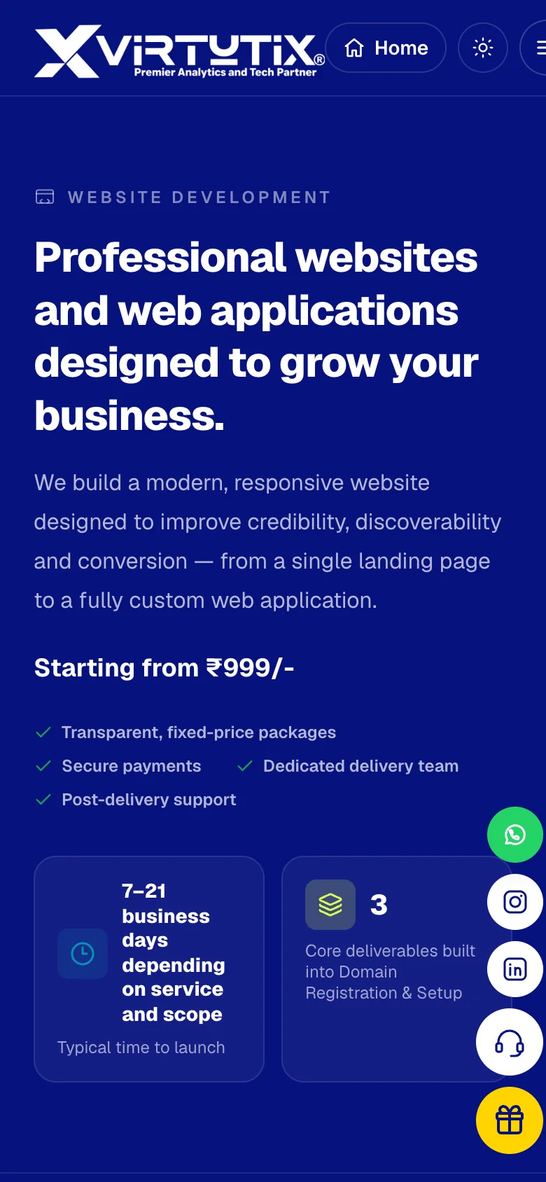 Virtutix app on a phone — Website Development